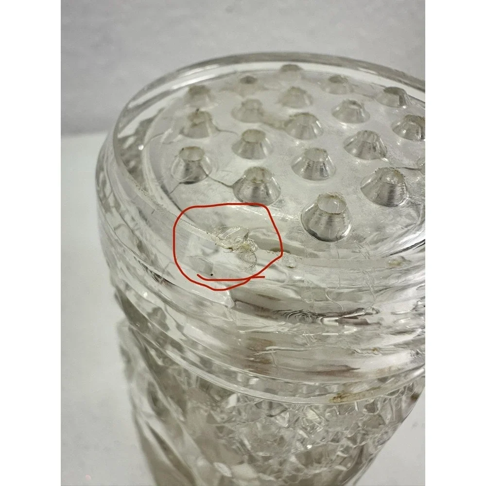 Antique McKee Innovation Glass Sugar Shaker Cork Bottom Floral Pressed Glass